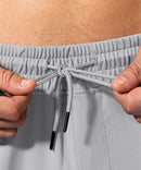 men's mid-waist zipper pockets jogger in light gray - waist detail view