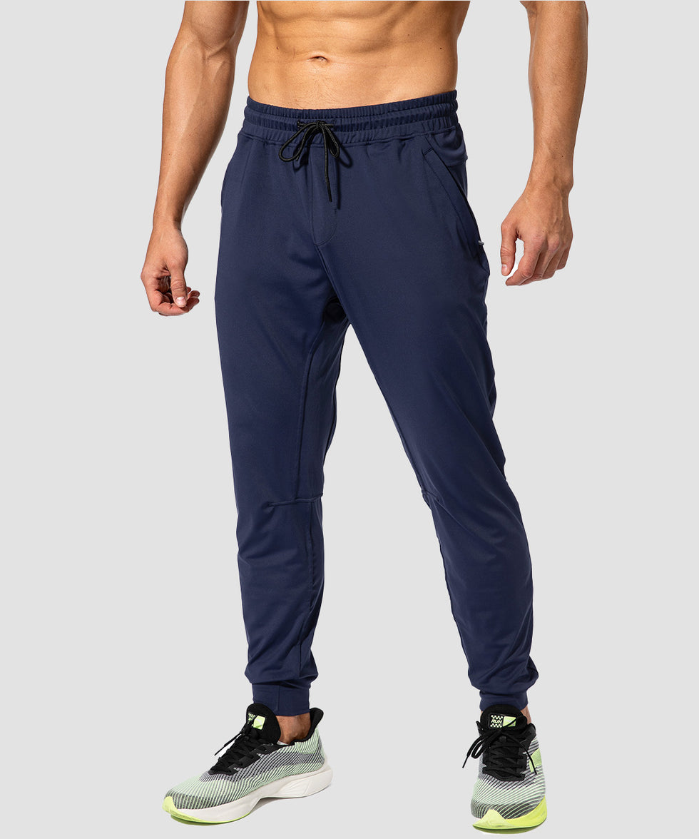 men's mid-waist zipper pockets jogger in navy - front view