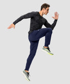 men's mid-waist zipper pockets jogger in navy - matching outfits view
