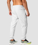 men's mid-waist zipper pockets joggers in white - back view