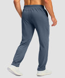 men's mid rise tapered pants in dusty blue - back view