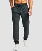 men's mid rise tapered pants in gray - front view
