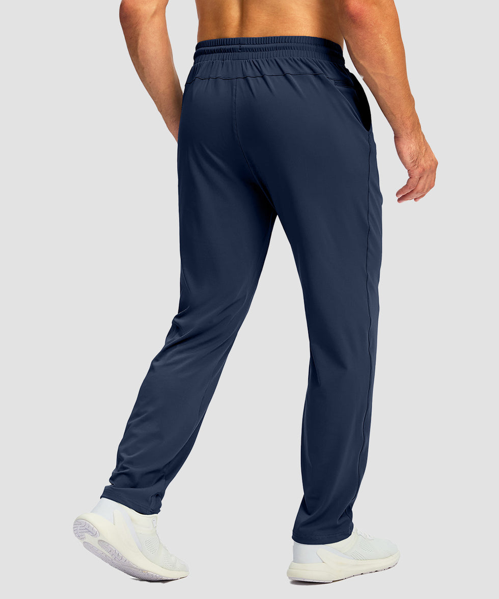 men's mid rise tapered pants in navy - back view