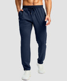 men's mid rise tapered pants in navy - front view