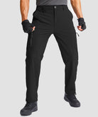 men's multi-pocket hiking pants in black - front view