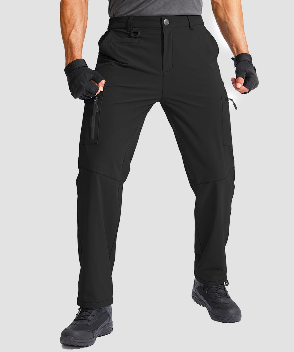 men's multi-pocket hiking pants in black - front view