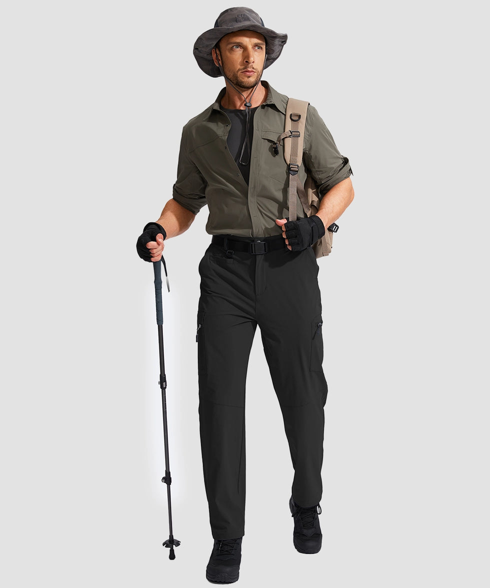 men's multi-pocket hiking pants in black - matching outfits view