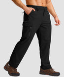 men's multi-pocket hiking pants in black - pocket detail view