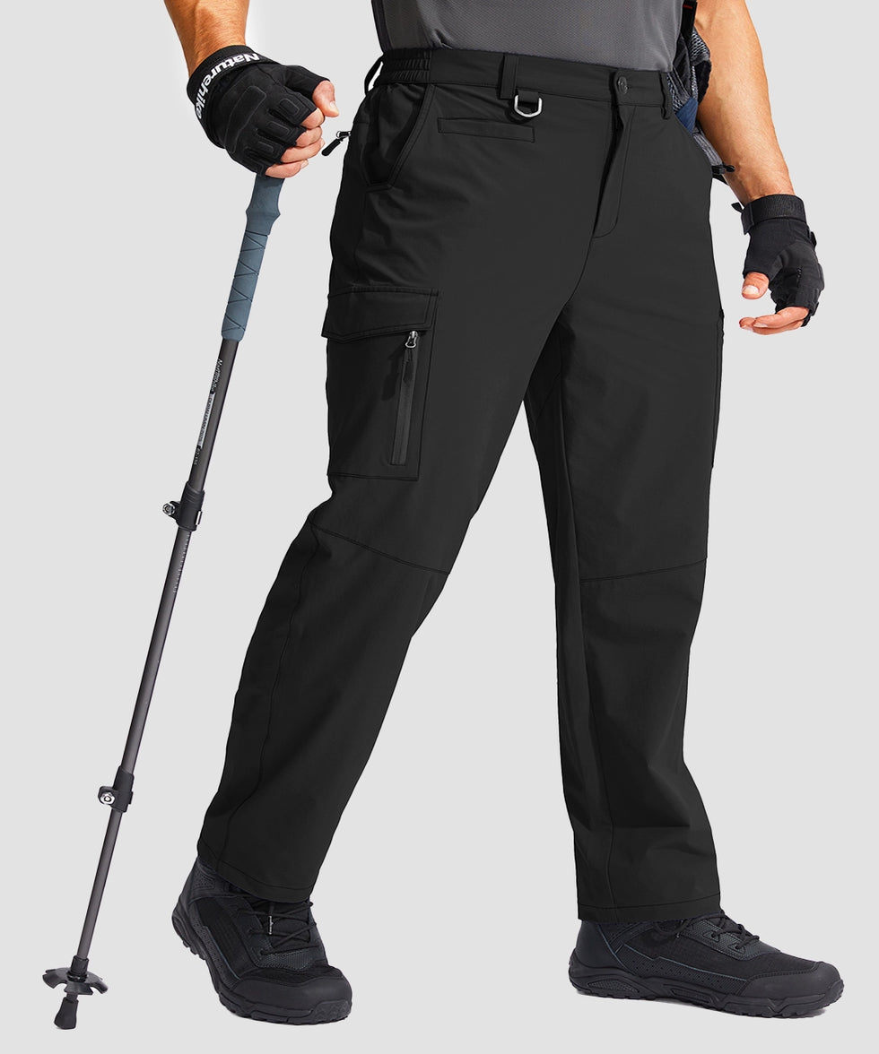 men's multi-pocket hiking pants in black - side view