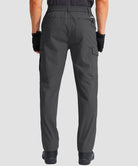men's multi-pocket hiking pants in dark gray - back view