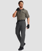men's multi-pocket hiking pants in dark gray - matching outfits view