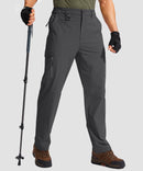 men's multi-pocket hiking pants in dark gray - side view