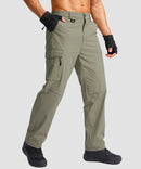 men's multi-pocket hiking pants in gray sage - front view