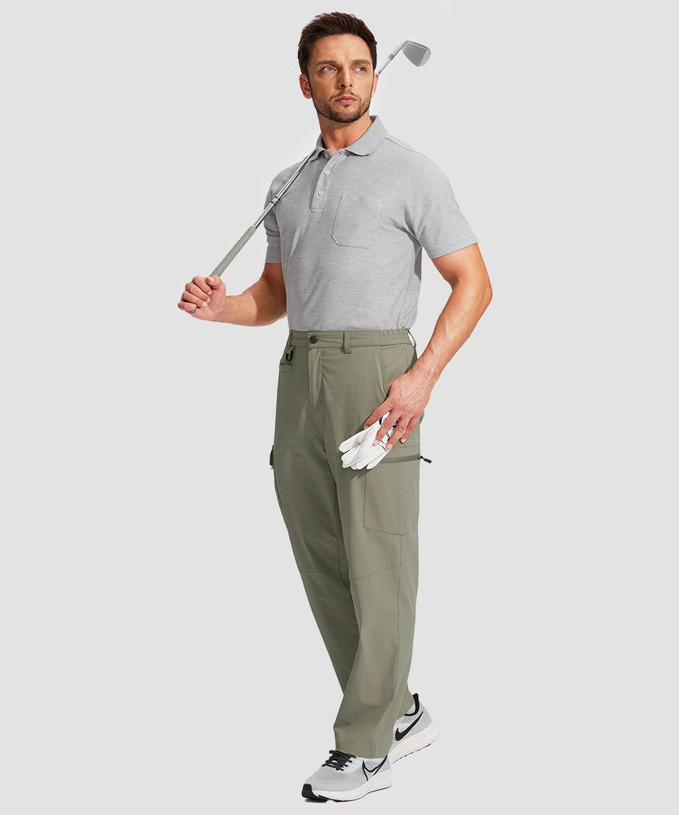 men's multi-pocket hiking pants in gray sage - matching outfits view