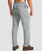 men's multi-pocket hiking pants in light gray - back view