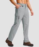 men's multi-pocket hiking pants in light gray - pocket detail view