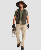 men's multi-pocket hiking pants in light khaki - matching outfits view