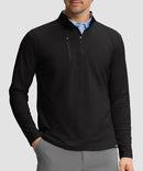men's quarter zip golf pullover with chest pocket in black - chest pocket detail