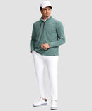 men's quarter zip golf pullover with chest pocke in heather beryl green - matching outfits view