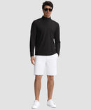 men's quarter zip golf pullover with chest pocket in black - side view