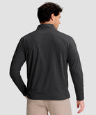 men's quarter zip golf pullover with chest pocket in heather black - back view