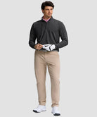 men's quarter zip golf pullover with chest pocket in heather black - side view