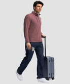 men's quarter zip golf pullover with chest pocket in heather dark pink - matching outfits view