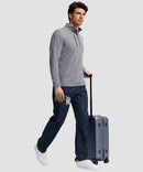 men's quarter zip golf pullover with chest pocket in heather light gray - side view