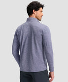 men's quarter zip golf pullover with chest pocket in heather purple gray - back view