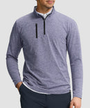 men's quarter zip golf pullover with chest pocket in heather purple gray - chest pocket detail
