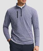 men's quarter zip golf pullover with chest pocket in heather purple gray - chest pocket detail