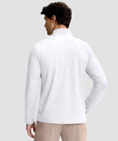 men's quarter zip golf pullover with chest pocket in white - back view