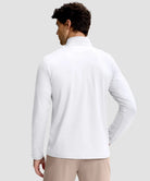 men's quarter zip golf pullover with chest pocket in white - back view