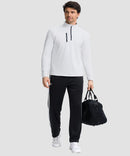 men's quarter zip golf pullover with chest pocket in white - matching outfits view