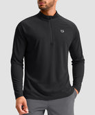 men's quarter zip performance pullover in black - front view