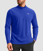 men's quarter zip performance pullover in blue - front view