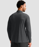 men's quarter zip performance pullover in dark grey - back view