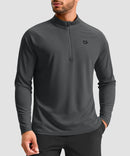 men's quarter zip performance pullover in dark grey - front view