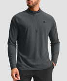men's quarter zip performance pullover in dark grey - front view