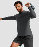 men's quarter zip performance pullover in dark grey - side view