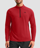 men's quarter zip performance pullover in dark red - front view