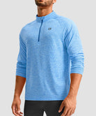 men's quarter zip performance pullover in heather blue - front view
