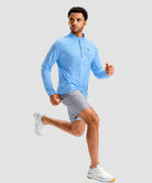 men's quarter zip performance pullover in heather blue - matching outfits view