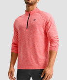 men's quarter zip performance pullover in heather brick red - front view