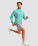 men's quarter zip performance pullover in heather green - matching outfits view