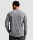 men's quarter zip performance pullover in heather mid gray - back view
