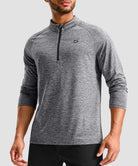men's quarter zip performance pullover in heather mid gray - front view