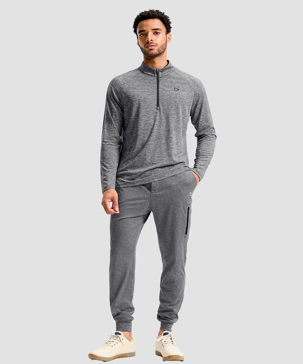 men's quarter zip performance pullover in heather mid gray - matching outfits view