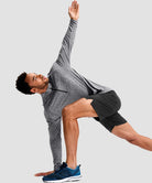men's quarter zip performance pullover in heather mid gray - side view
