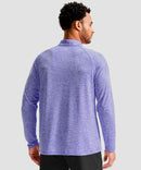 men's quarter zip performance pullover in heather purple - back view